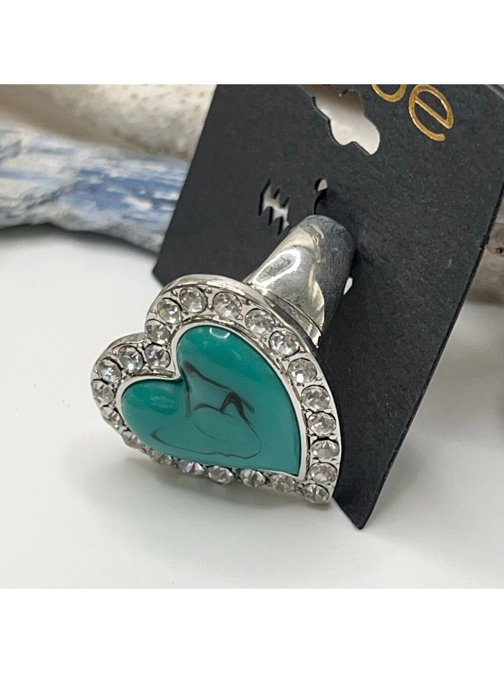 Bebe Faux Turquoise Heart Ring
